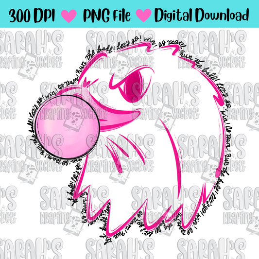 Pink Eagle Blowing Bubble Gum Digital Download PNG