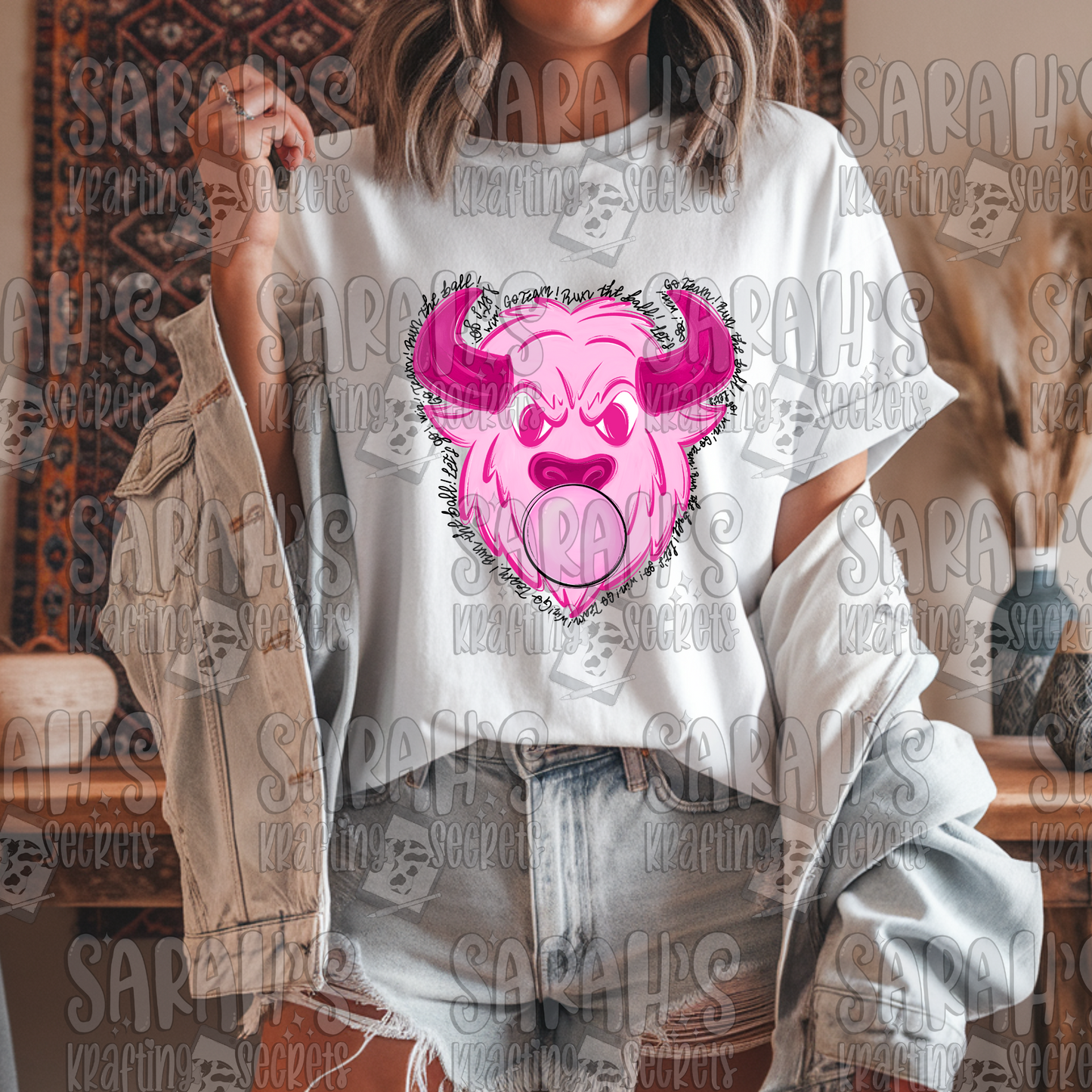 Pink Blowing Bubble Gum Mascot- Buffalo