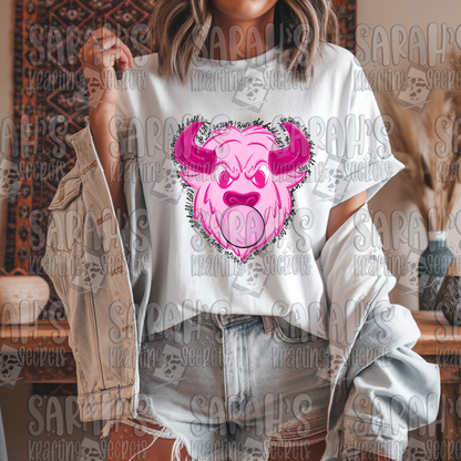 Pink Blowing Bubble Gum Mascot- Buffalo