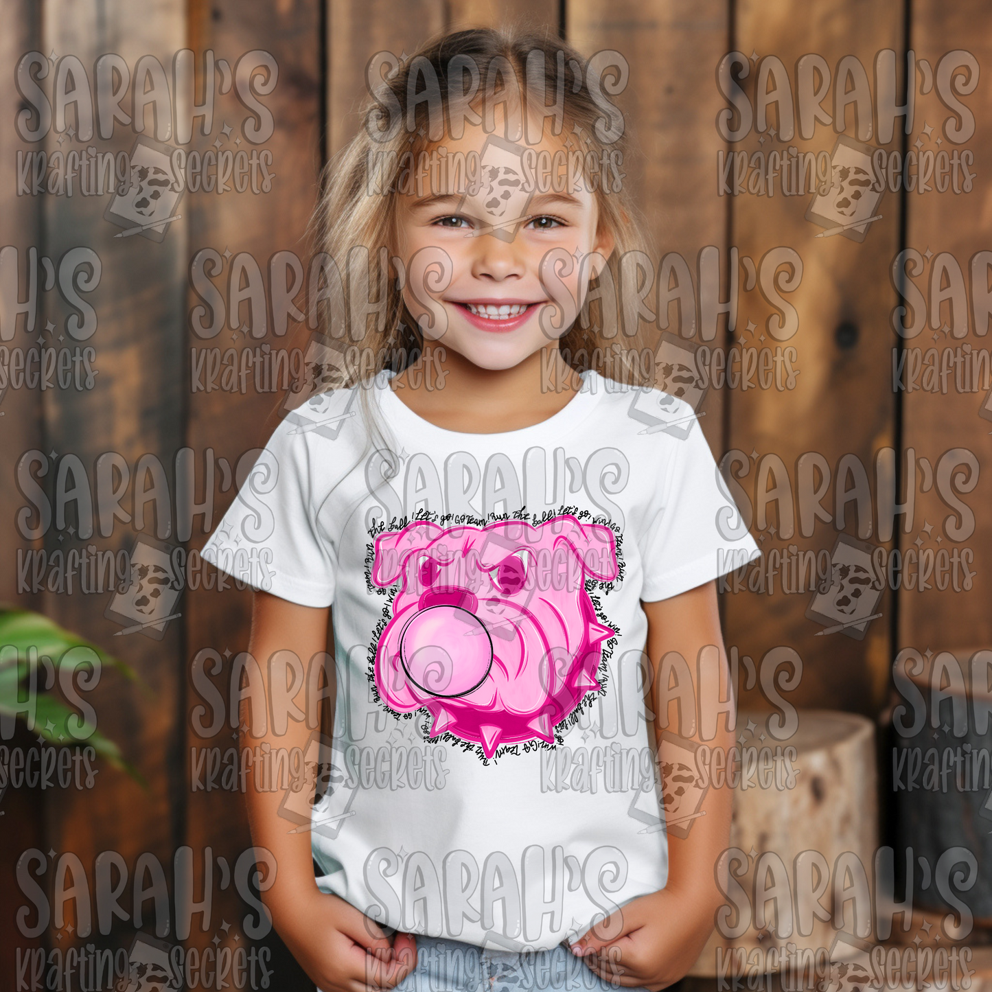 Pink Blowing Bubble Gum Mascot- Bulldog