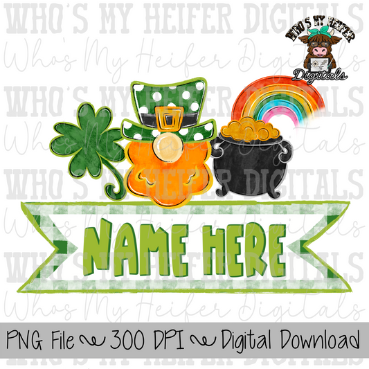 St. Patrick's Day Trio with Name Block Sublimation PNG