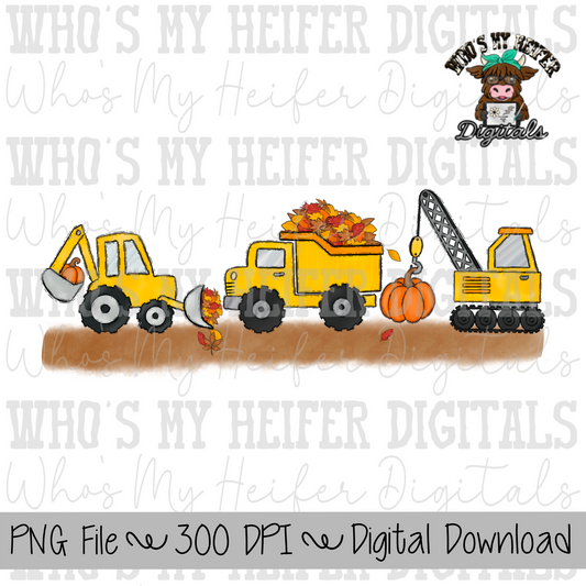 Fall Leaves & Pumpkins Construction Trucks