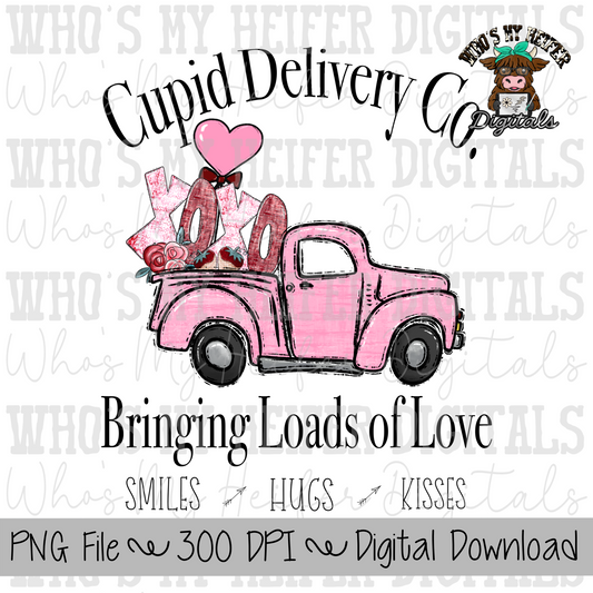 Cupid Delivery Pink Truck Sublimation PNG
