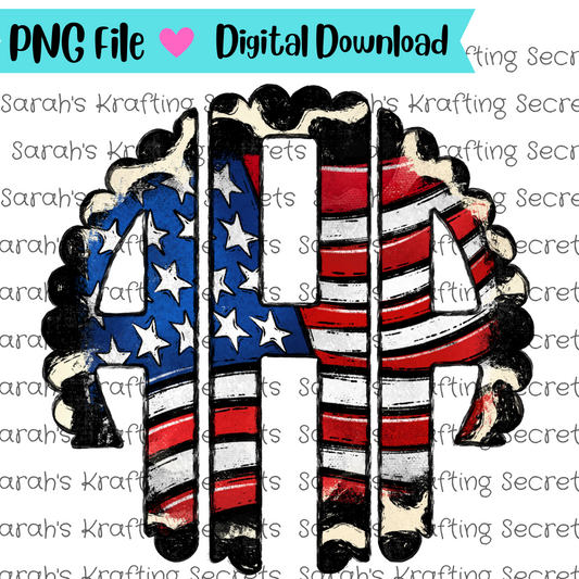 Cow Print America Flag Monogram Font for Sublimation