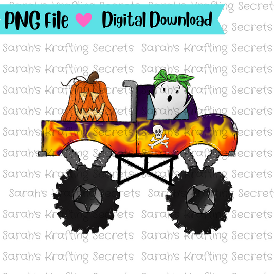Halloween Monster Truck Sublimation Design