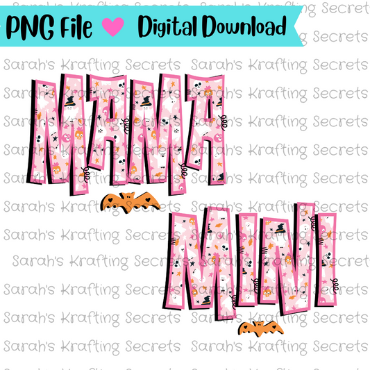 Pink Halloween Mama and mini sublimation 