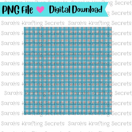 Blue and Orange Plaid Digital Paper png