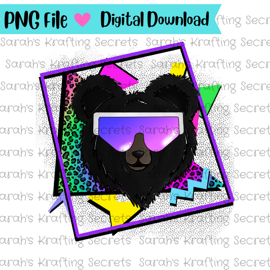 90's Theme Bear Sublimation Design