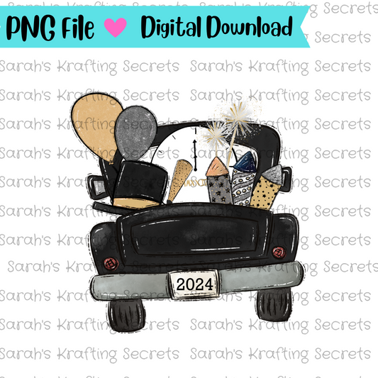 New Year's Truck Sublimation png