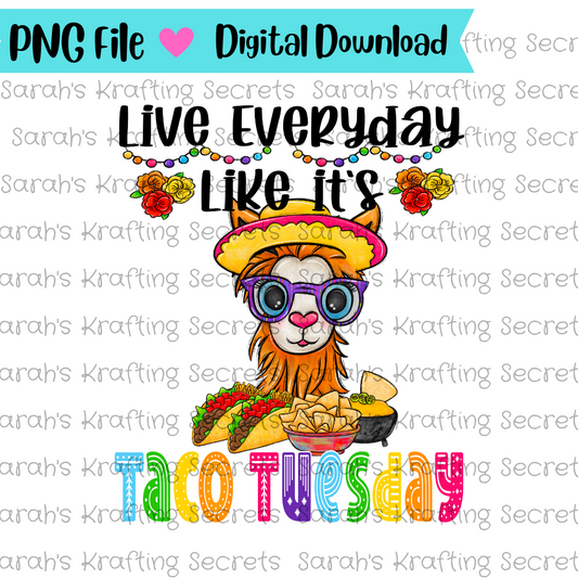 Taco Tuesday Llama Sublimation Design