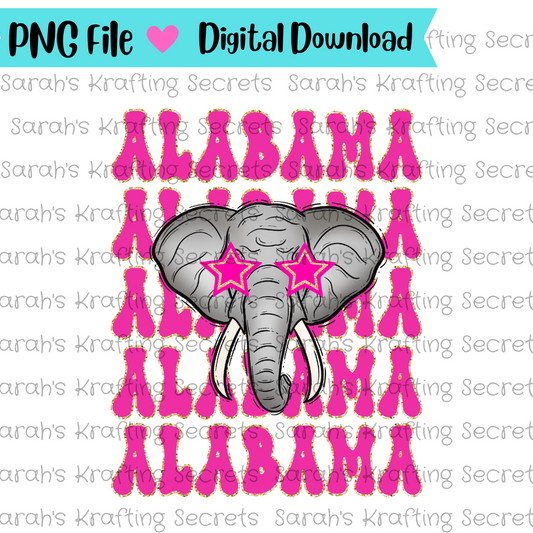 Pink Elephant with star eyes sublimation design 