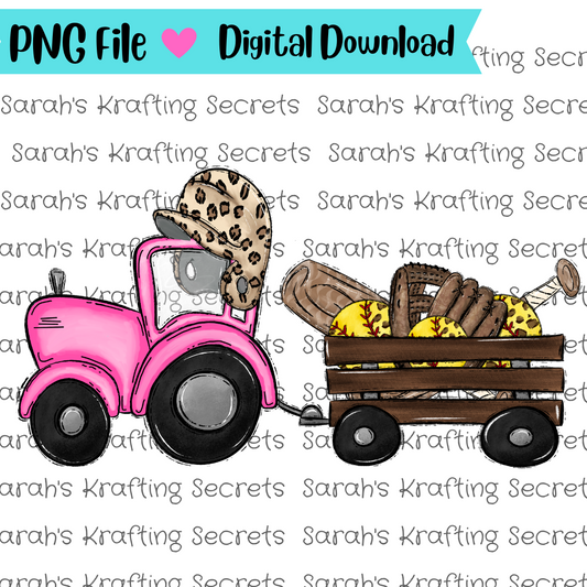 Leopard Print Softball Pink Tractor Sublimation Graphic Tractor