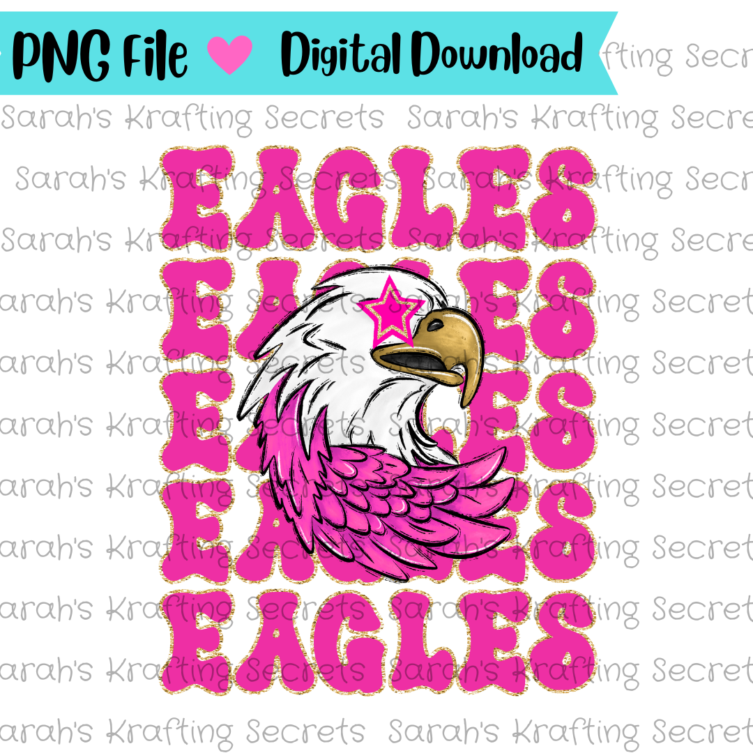 Pink Eagle with star eyes sublimation design