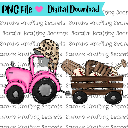 Leopard Print Baseball Pink Tractor Sublimation Graphic Design