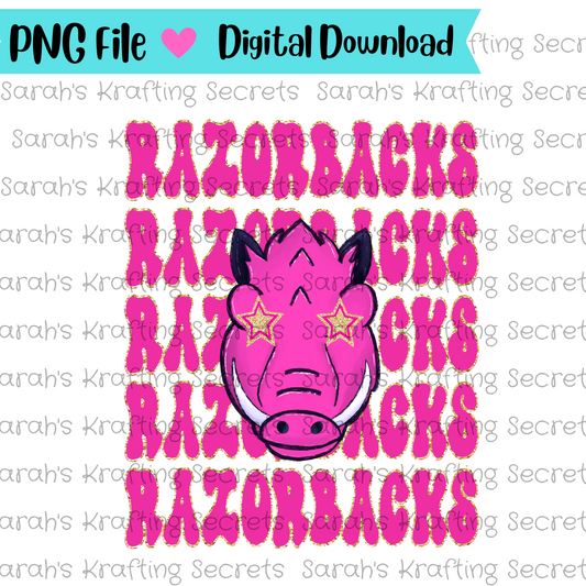 Pink Hog with Star eyes sublimation design