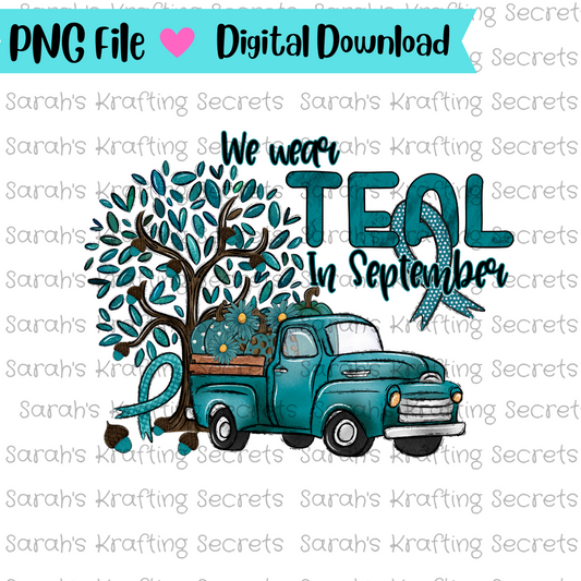 Teal Awareness Ribbon Sublimation design