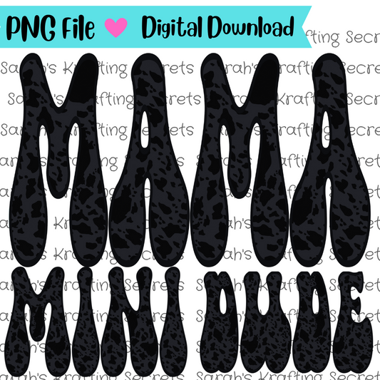 Blackout Cow Print Mommy and Me Sublimation Design