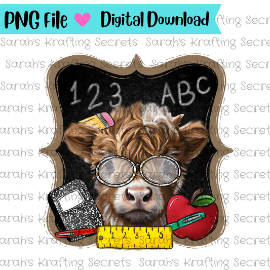 Teacher Cow Sublimation Design
