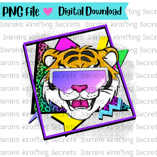 90's Theme Tiger Sublimation Design