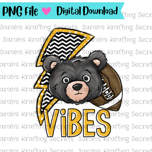 Yellow Gold & Black Football Team Mascot Vibes-Bears