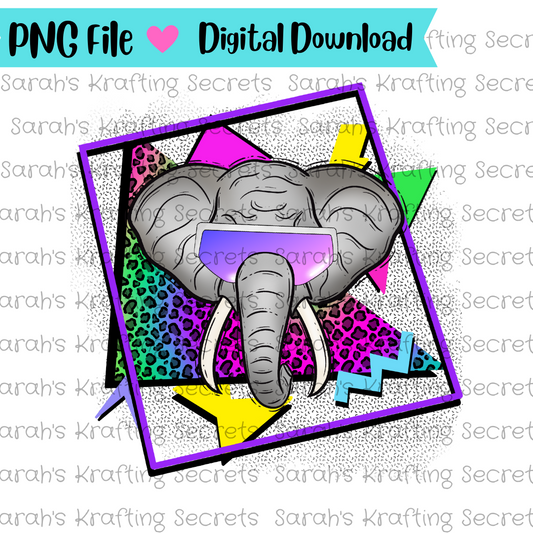 90's Theme Elephant Sublimation Design