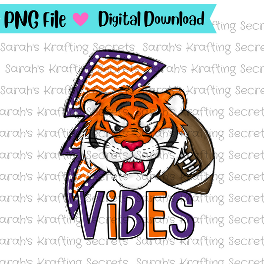 Purple & Orange Football Team Vibes Sublimation Design
