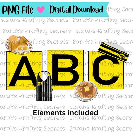 Waffle Alpha Sublimation letters