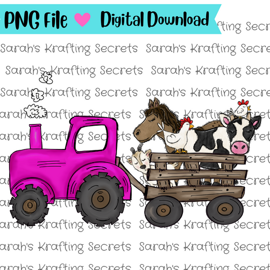 Pink Tractor Sublimation Graphic Design