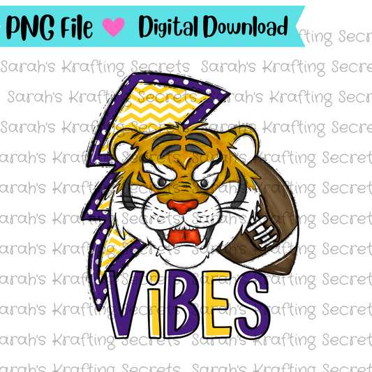 Purple & Gold Football Vibes Sublimation Design