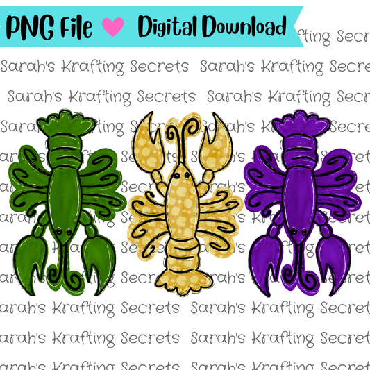 Mardi Gras Crawfish Sublimation Graphic Design