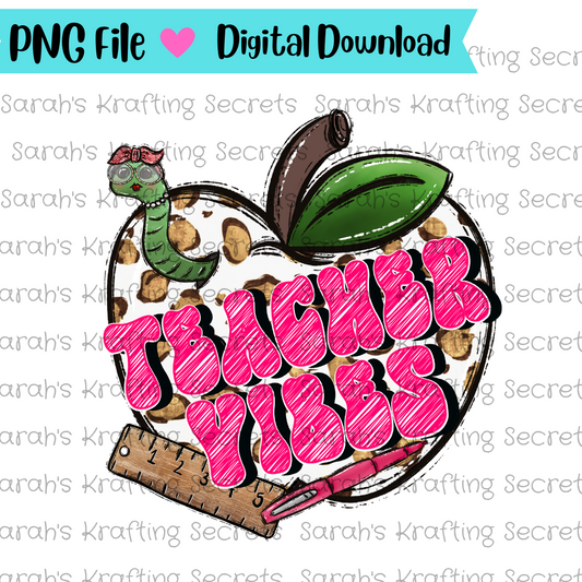 Teacher Vibes Graphic Sublimation Design
