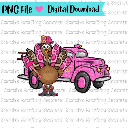 Pink Fire Truck & Turkey png