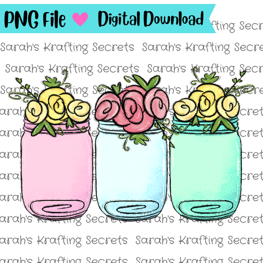 Floral Mason Jar Sublimation Graphic Design