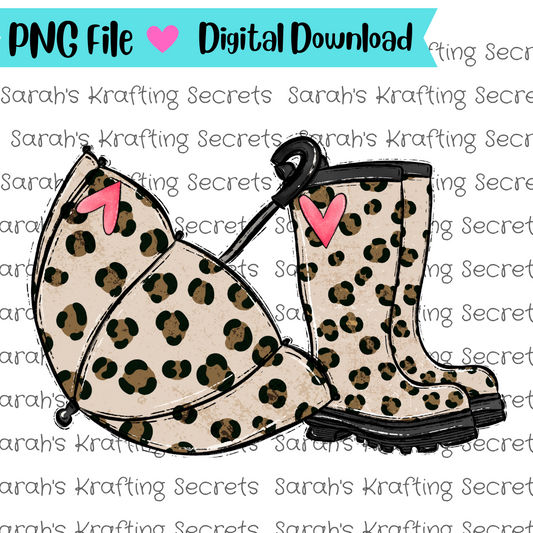 Rainboots and umbrella Sublimation Graphic Design