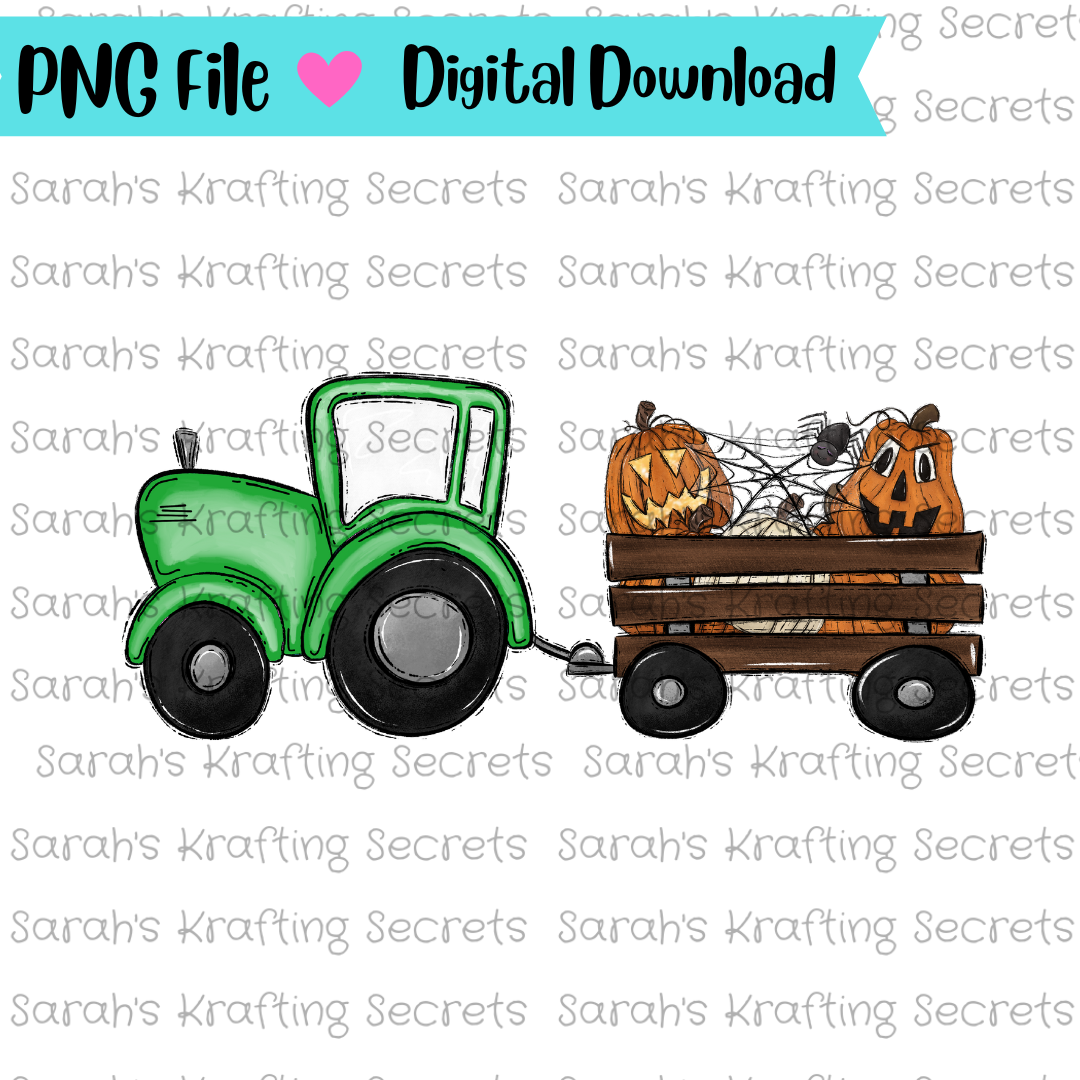 Halloween Pumpkin Tractor Sublimation Design