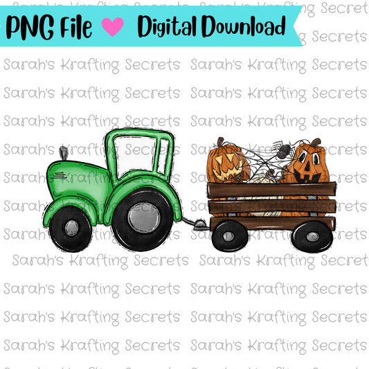 Halloween Pumpkin Tractor Sublimation Design