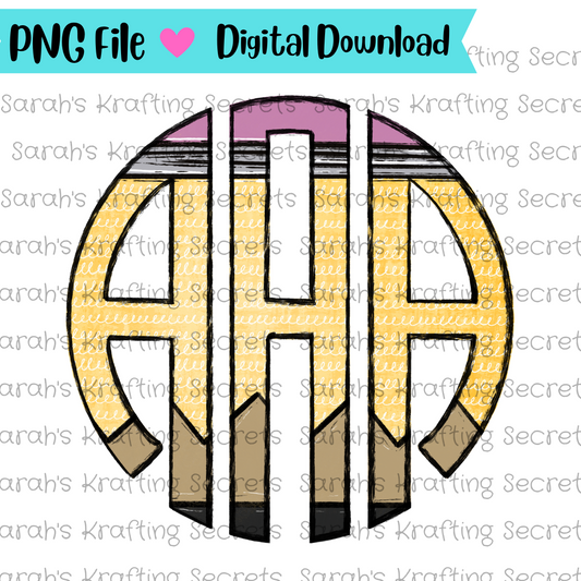 Pencil Monogram Sublimation Font
