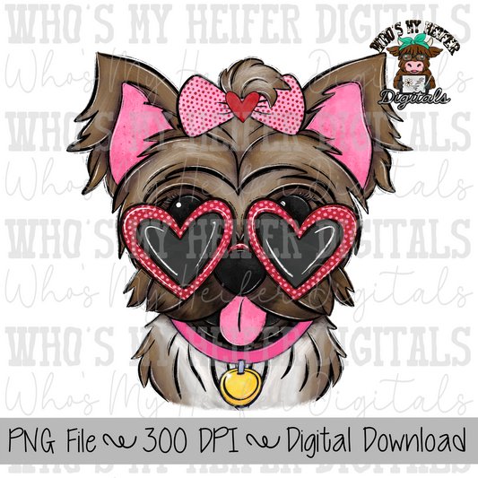 Valentine's Day Girl Yorkie Sublimation PNG