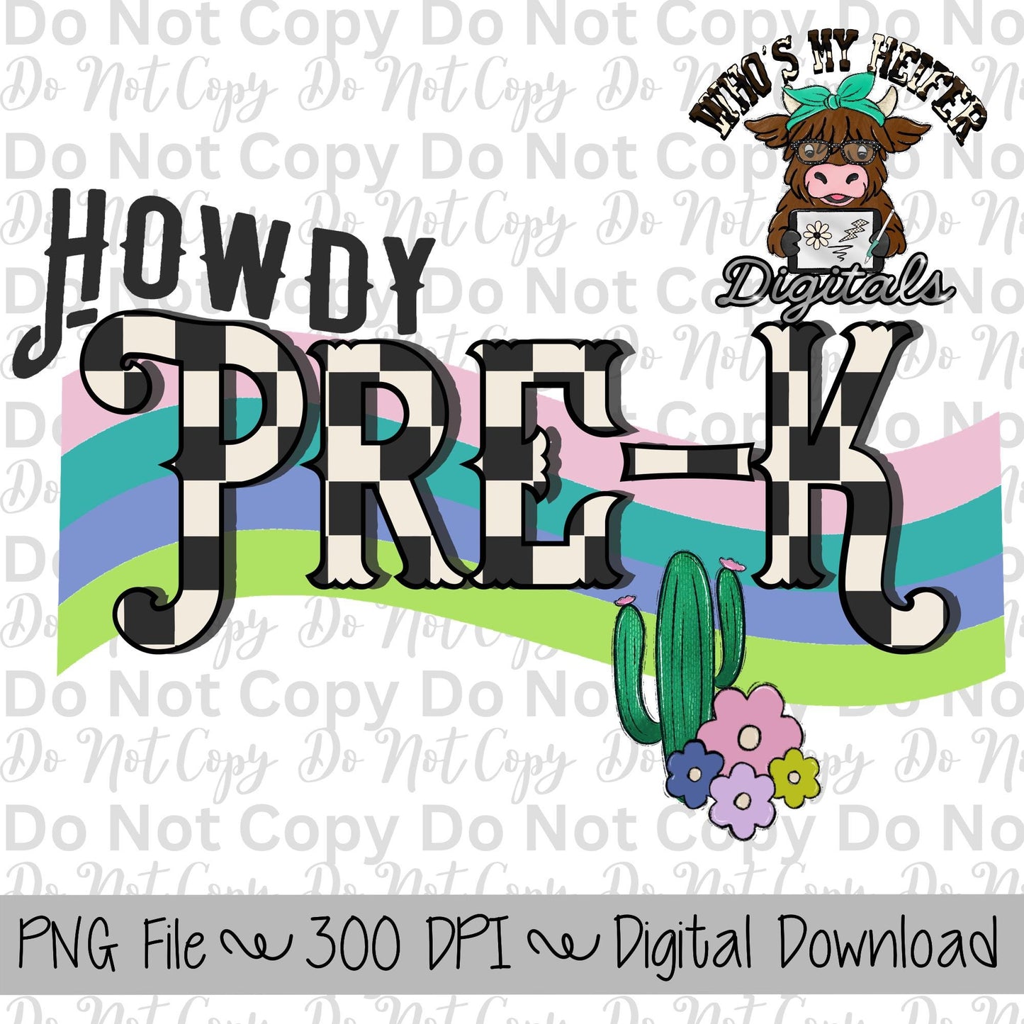Howdy Pre K PNG Hand Drawn Pre K Sublimation Design Western Back to School PNG File Western Retro First day of School Shirt Design