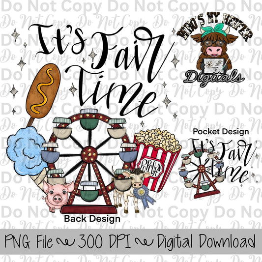 It's Fair Time PNG Hand Drawn State Fair Sublimation Design Blue Cotton Candy Clipart Kids Fair Shirt Designs Carnival Digital Download