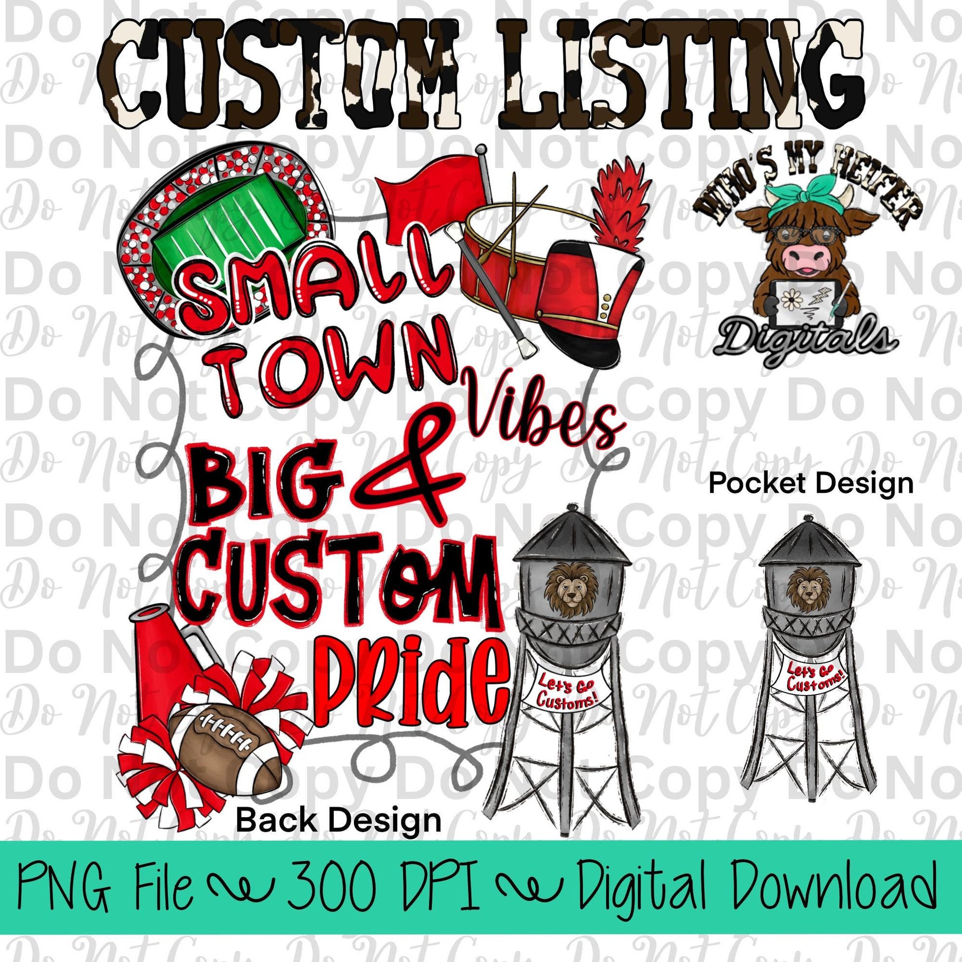 Small Town Vibes PNG Hand Drawn Mascot Name Sublimation Design Sports Team Name Shirt Designs School Spirit PNG File School Name PNG