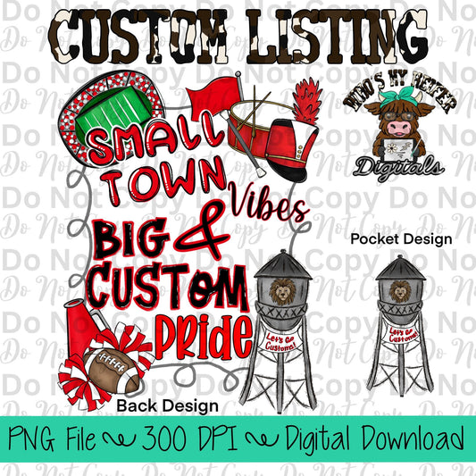 Small Town Vibes PNG Hand Drawn Mascot Name Sublimation Design Sports Team Name Shirt Designs School Spirit PNG File School Name PNG