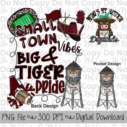 Small Town Vibes PNG Hand Drawn Mascot Name Sublimation Design Sports Team Name Shirt Designs School Spirit PNG File School Name PNG