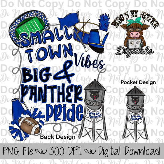Small Town Vibes PNG Hand Drawn Panther Sublimation Design Game Day Shirt Designs School Spirit PNG File Big Panther Pride Digital Download
