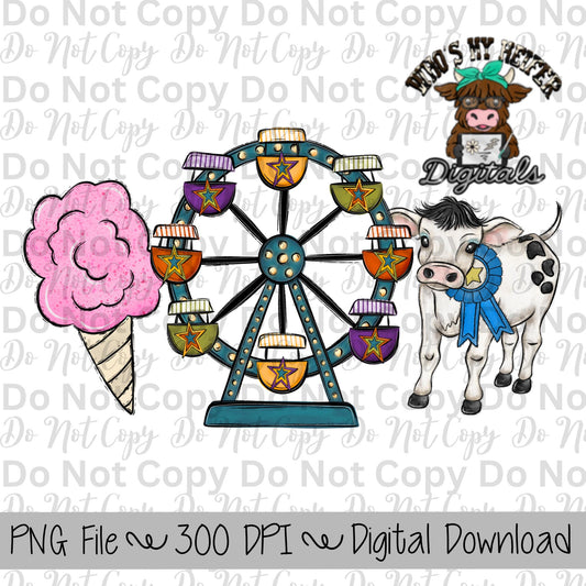 Pink Cotton Candy Fair Trio Sublimation Design Hand Drawn Fair Food PNG Carnival Sublimation Shirt Design State Fair PNG File Livestock Fair