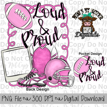 Custom Football PNG Hand Drawn Pink Football Sublimation Design Sports Mama Photo PNG File Add Photo Canva Design Girly Swirly Digital Art