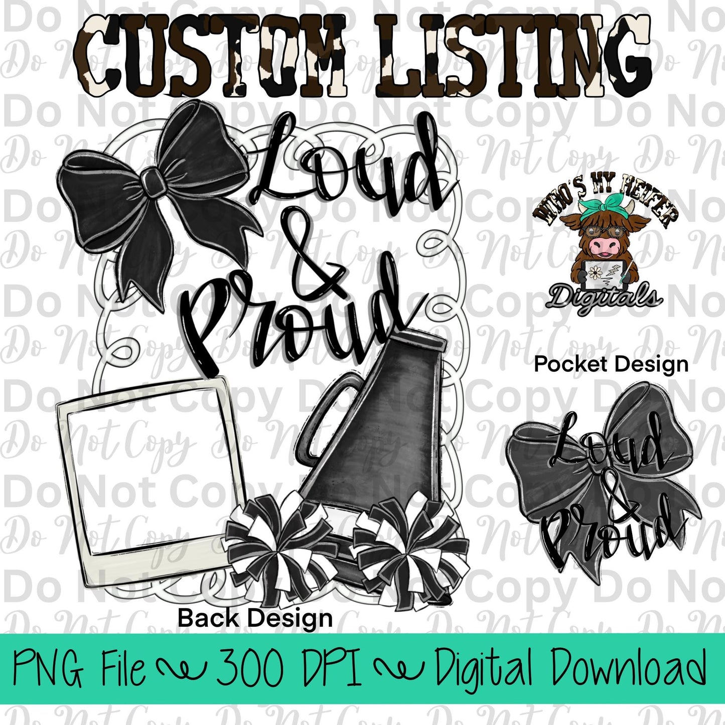 Custom Cheer PNG Hand Drawn Cheerleader Sublimation Design Sports Mama Photo PNG File Add Photo Canva Design Girly Swirly Digital Art