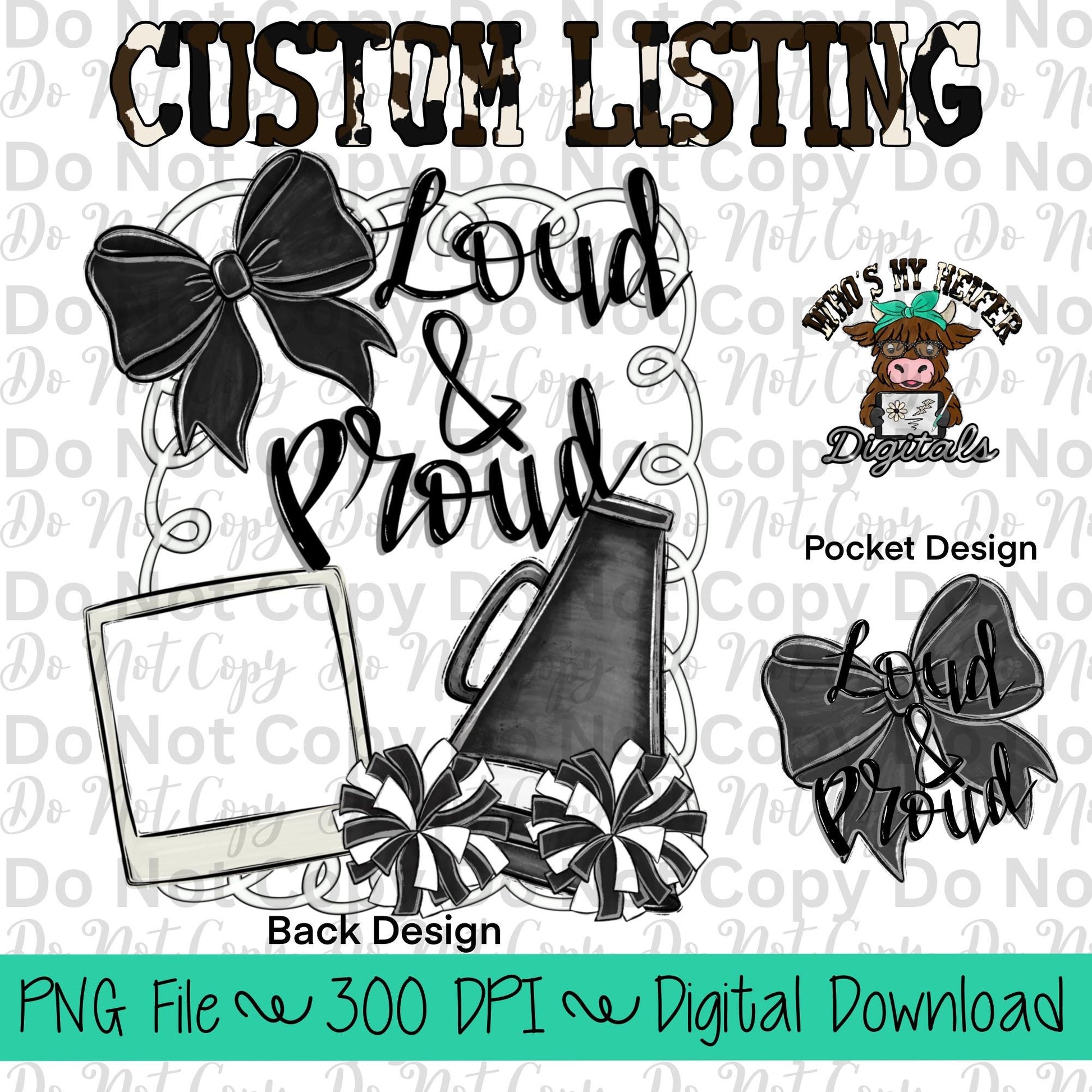 Custom Cheer PNG Hand Drawn Cheerleader Sublimation Design Sports Mama Photo PNG File Add Photo Canva Design Girly Swirly Digital Art