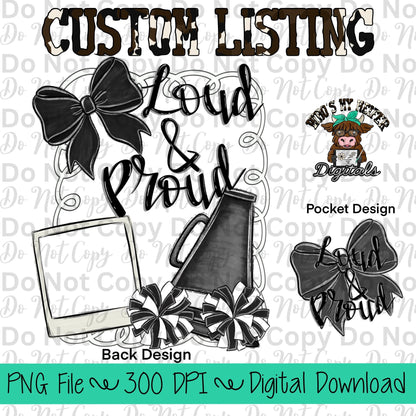 Custom Cheer PNG Hand Drawn Cheerleader Sublimation Design Sports Mama Photo PNG File Add Photo Canva Design Girly Swirly Digital Art