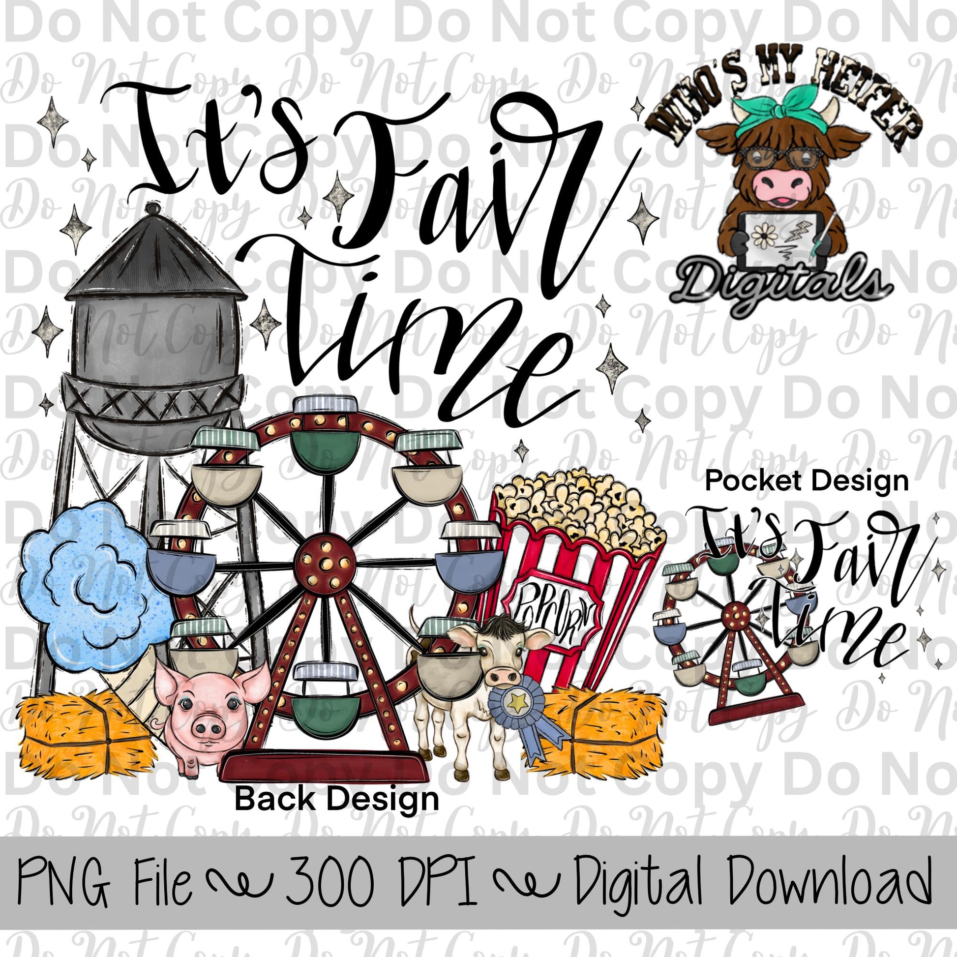 It's Fair Time PNG Hand Drawn County Fair Sublimation Design Blue Cotton Candy Clipart Kids Fair Shirt Designs Carnival Digital Download